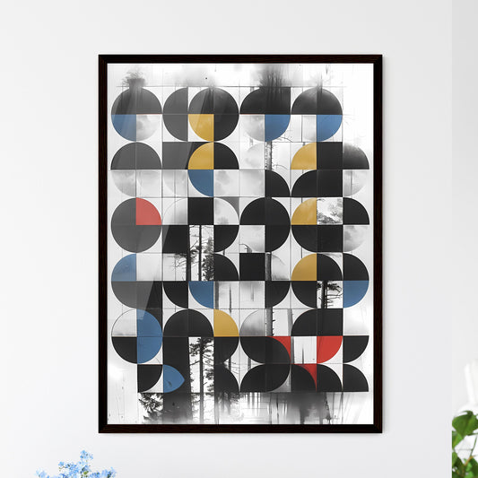Half-Circle Grid Painting - Framed Art Print