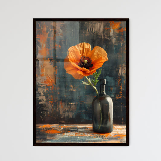 Artistic Orange Poppy Flower Painting in Vas - Framed Art Print
