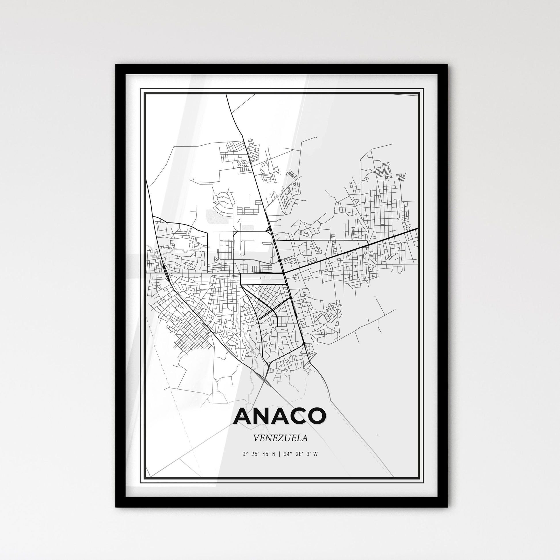 Anaco Venezuela - Scandinavian Style City Map for Modern Home Decor