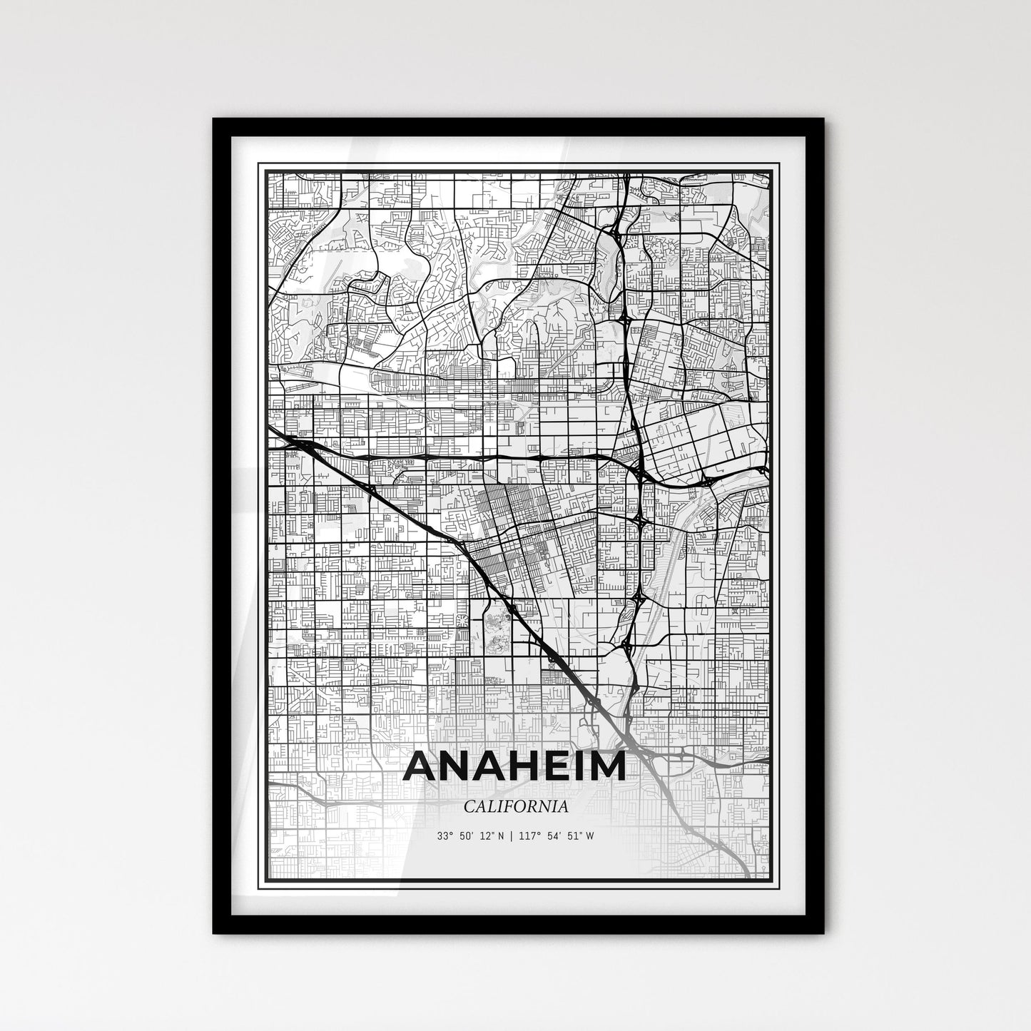 Anaheim California - Scandinavian Style City Map for Modern Home Decor