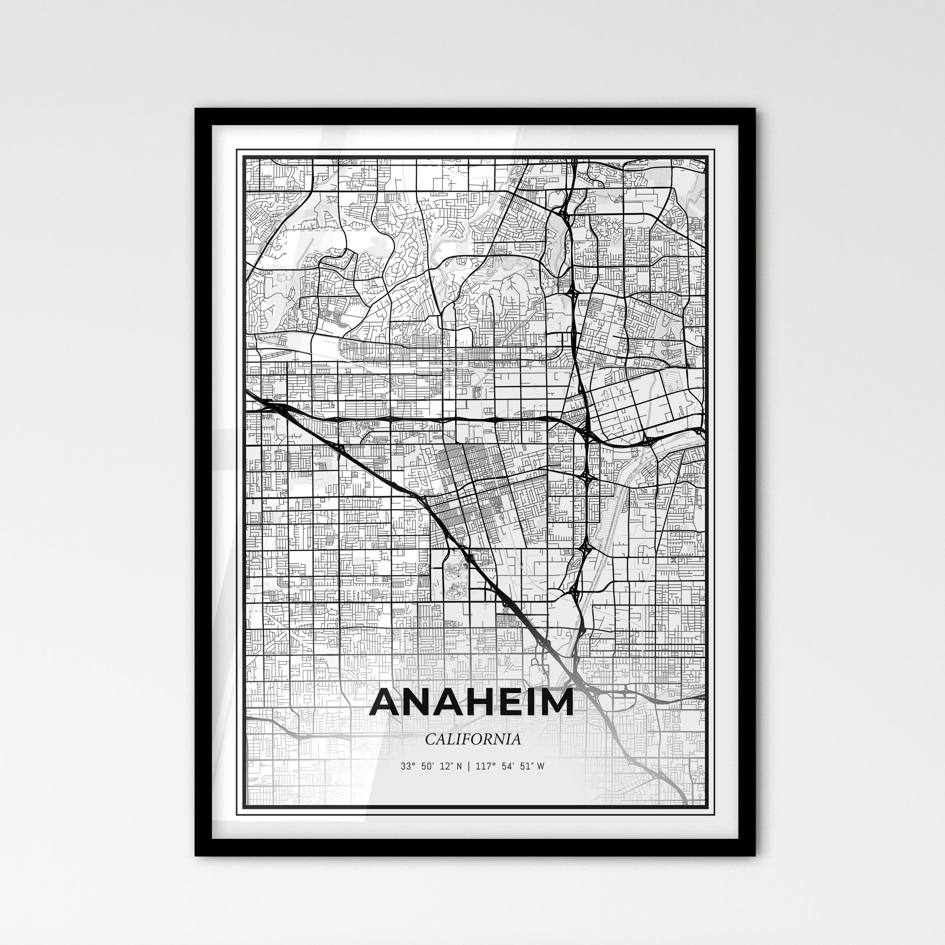 Anaheim California - Scandinavian Style City Map for Modern Home Decor