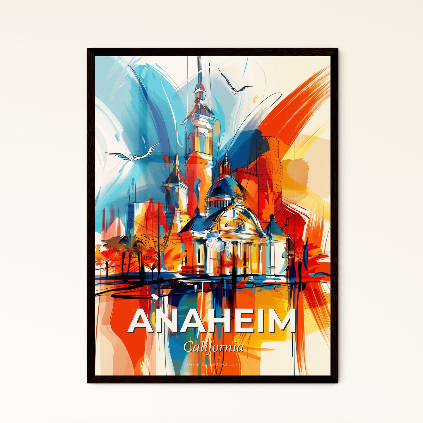 Vibrant Anaheim, California - A Painting Of A Building