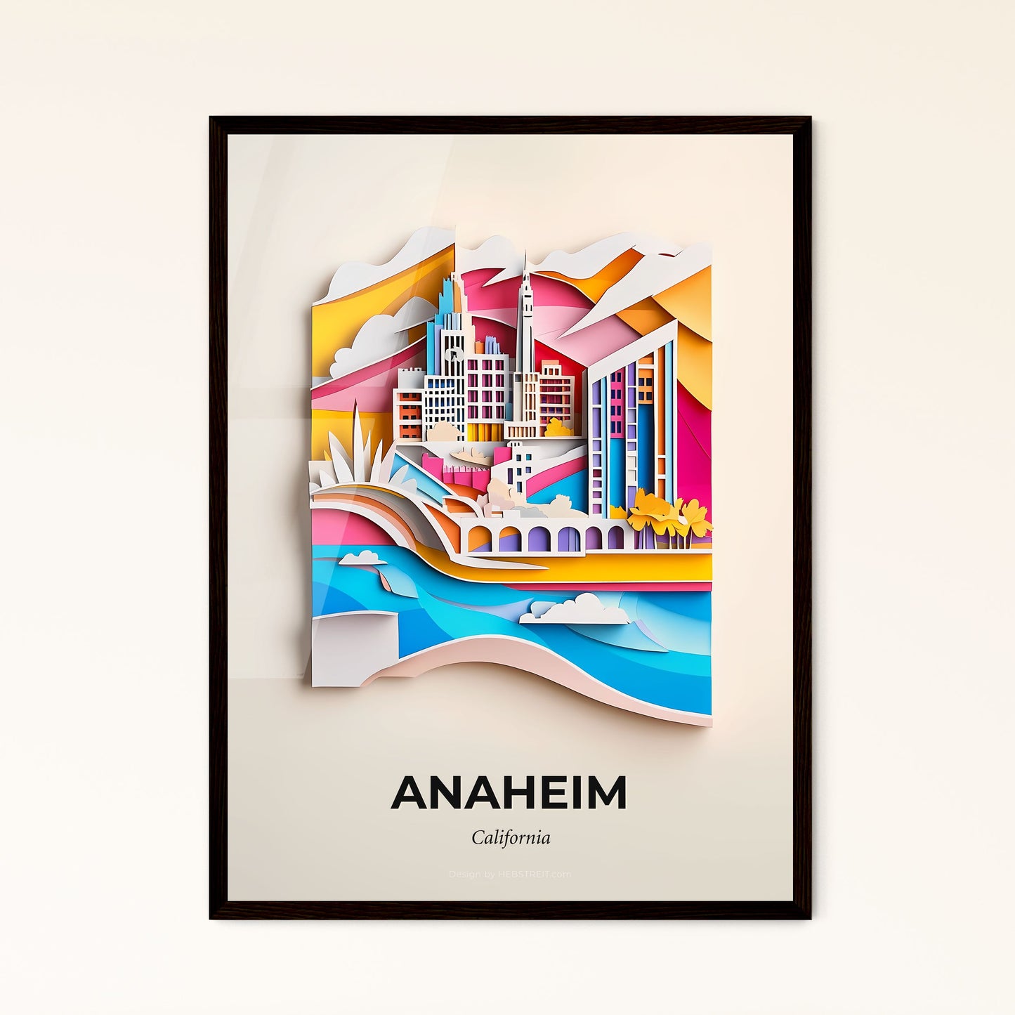 Vivid Anaheim, California - a paper cut of a city with a bridge