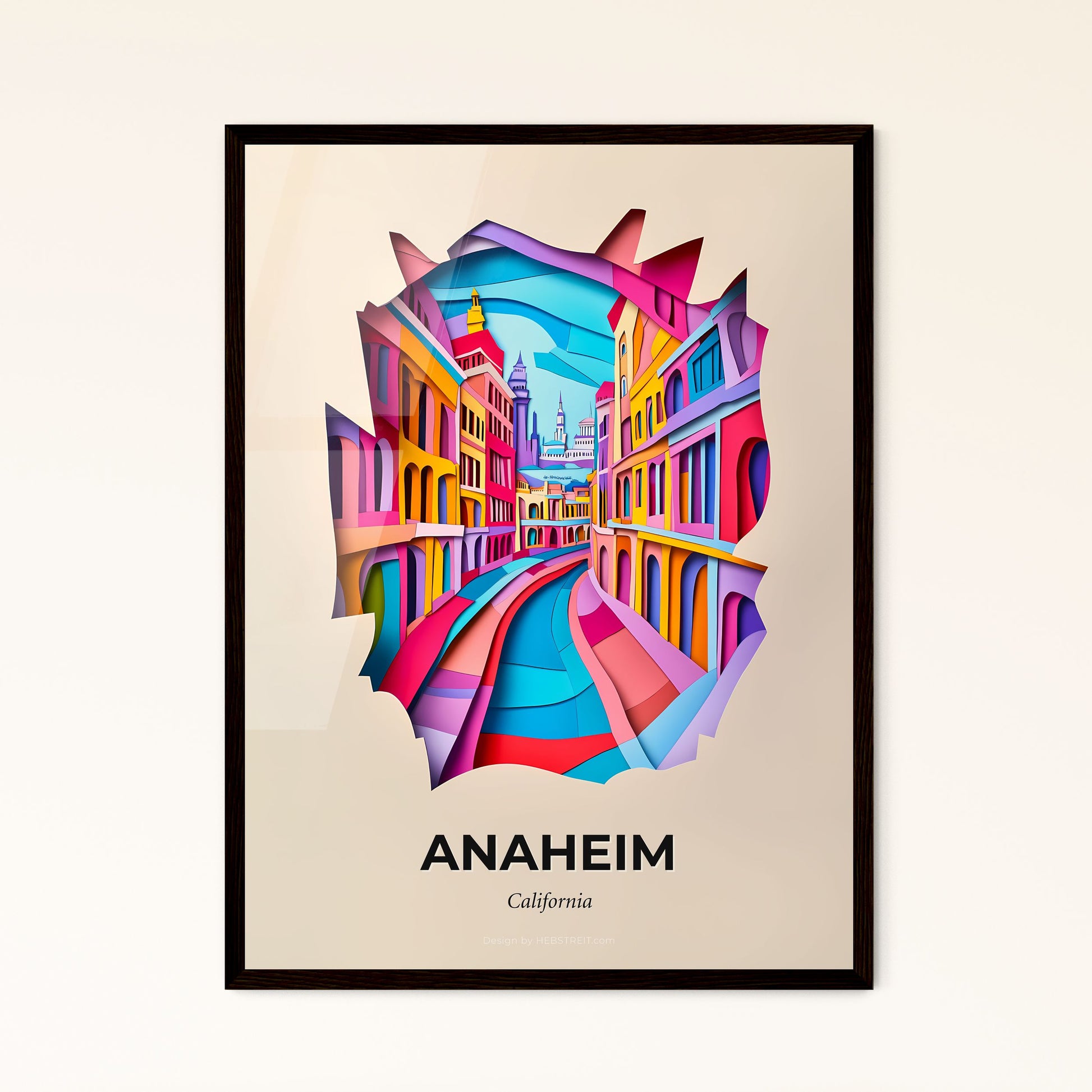 Vivid Anaheim, California - a colorful city with a bridge and a clock tower