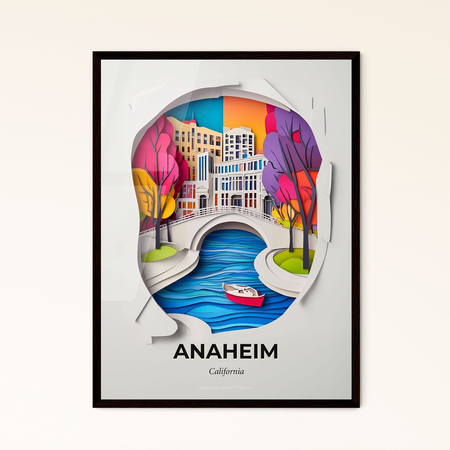 Vivid Anaheim, California - a paper cut of a boat on a river