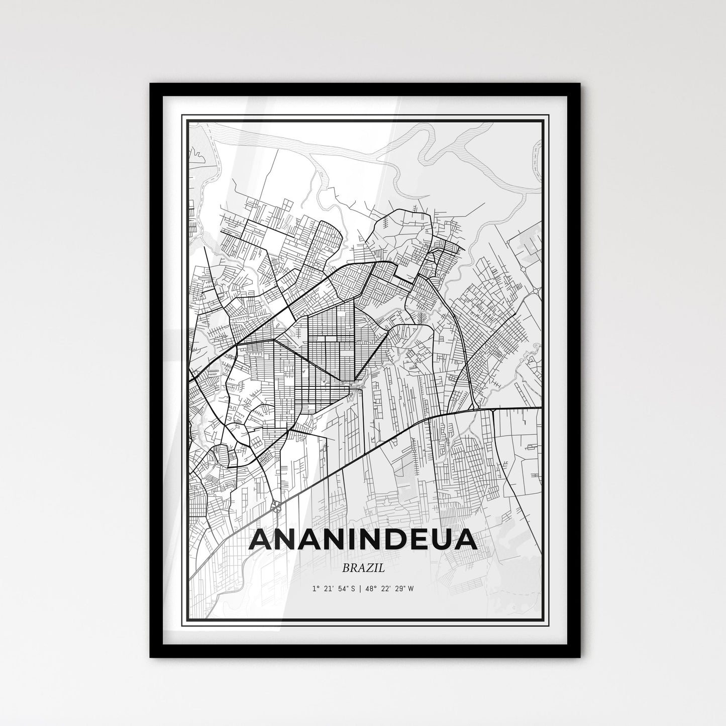 Ananindeua Brazil - Scandinavian Style City Map for Modern Home Decor