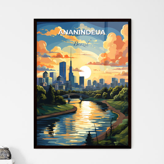 Vibrant Painted Cityscape of Ananindeua Brazil Skyline with River and Artwork Focus Default Title