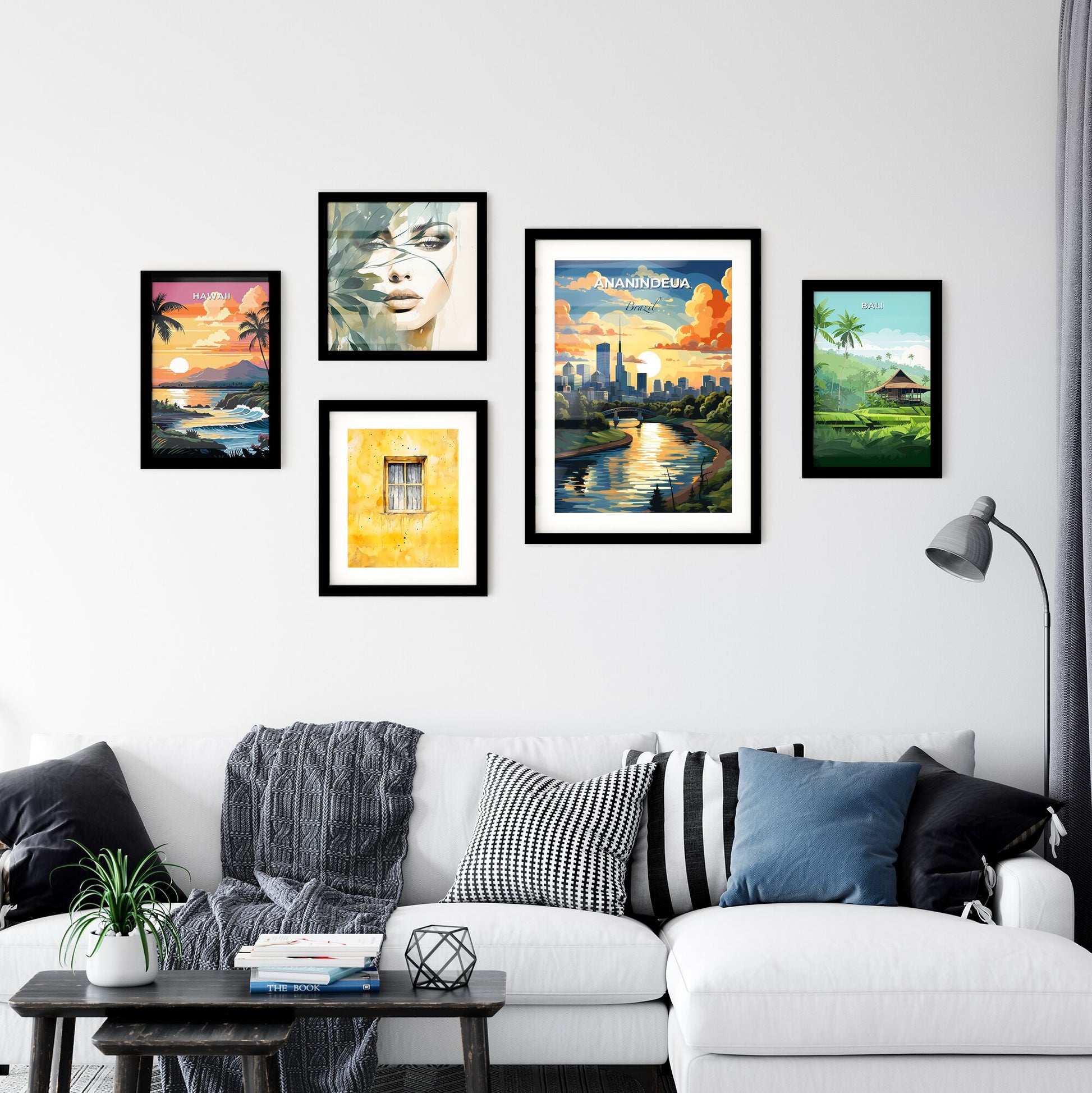 Vibrant Painted Cityscape of Ananindeua Brazil Skyline with River and Artwork Focus Default Title