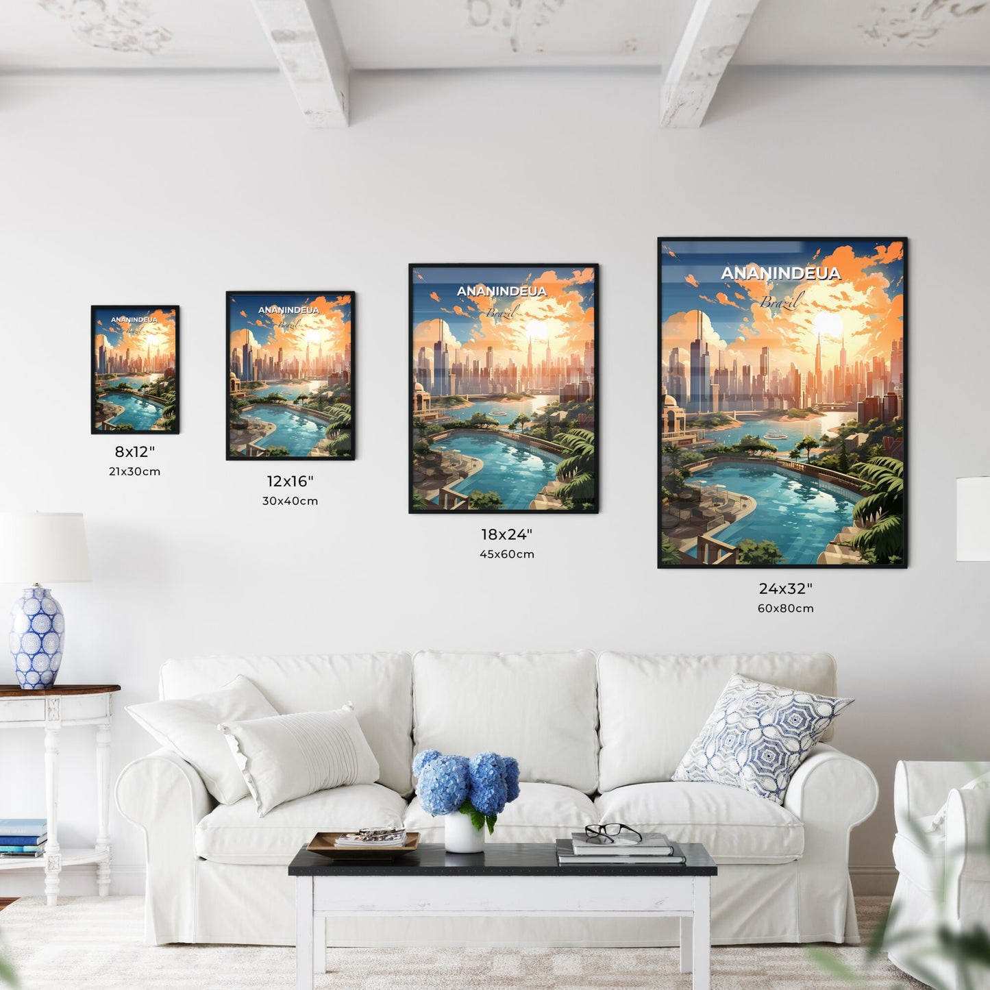 Ananindeua Cityscape Brazil, Poolside Skyscrapers, Art Painting, River Default Title