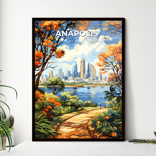 Vibrant Anapolis Brazil Skyline City Painting by the River Art Default Title