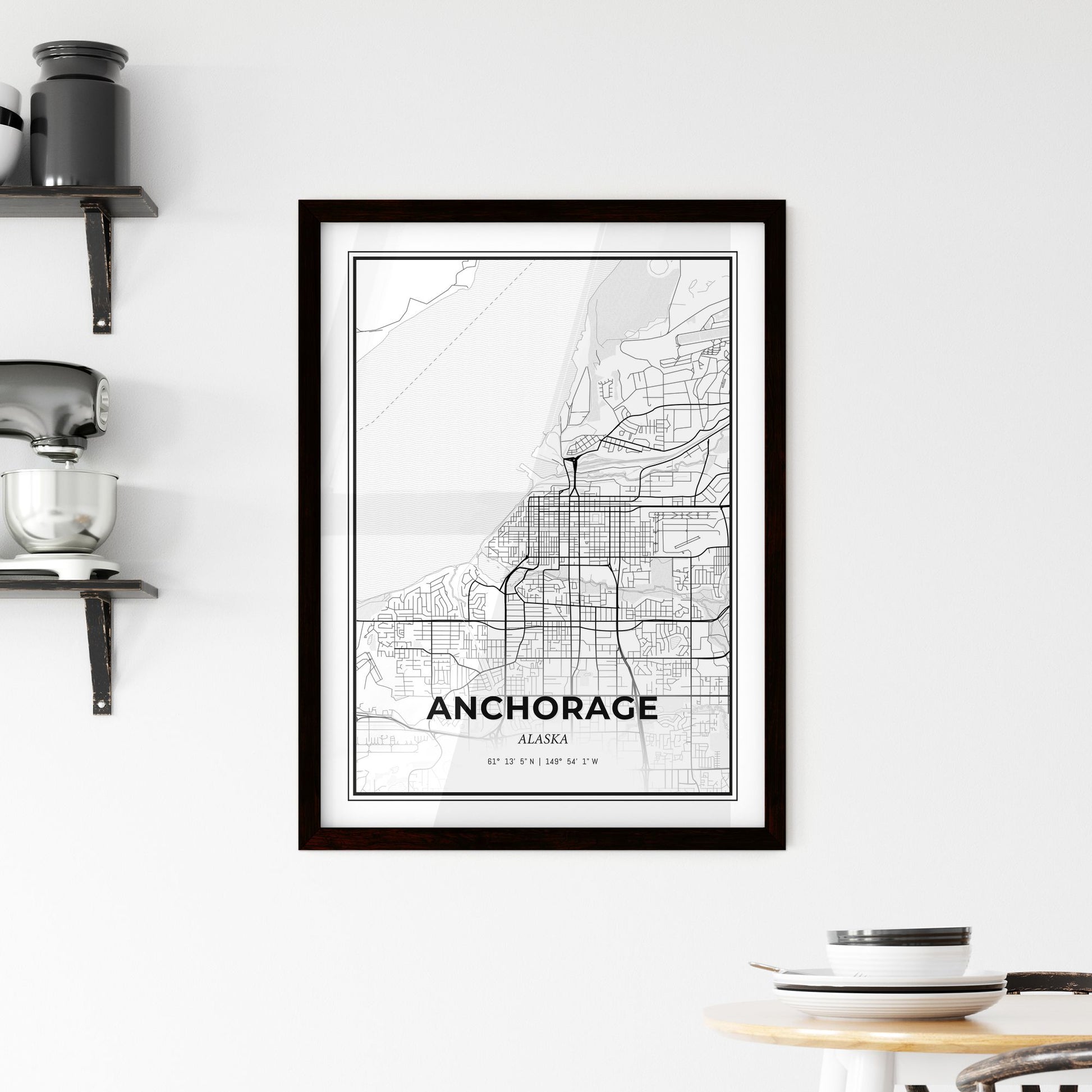 Anchorage Alaska - Minimal City Map