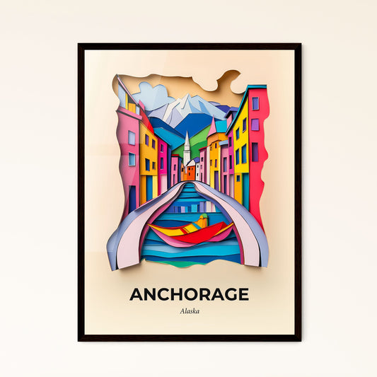 Vivid Anchorage, Alaska - a colorful city with a boat on the water