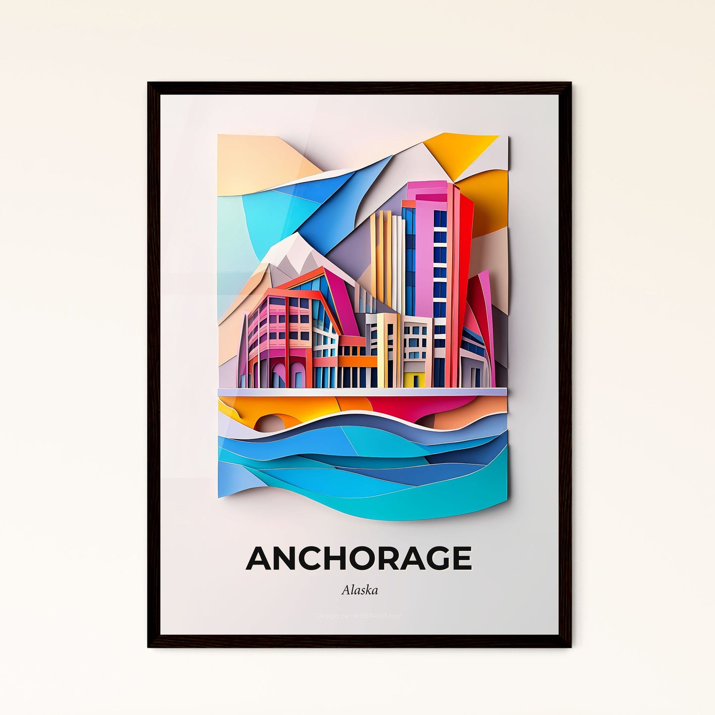 Vivid Anchorage, Alaska - a colorful city with a mountain in the background