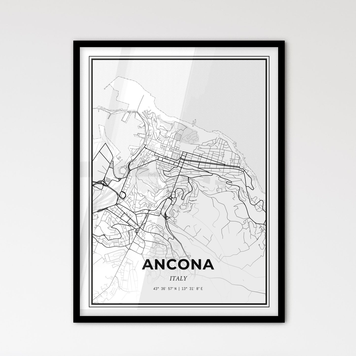 Ancona Italy - Scandinavian Style City Map for Modern Home Decor