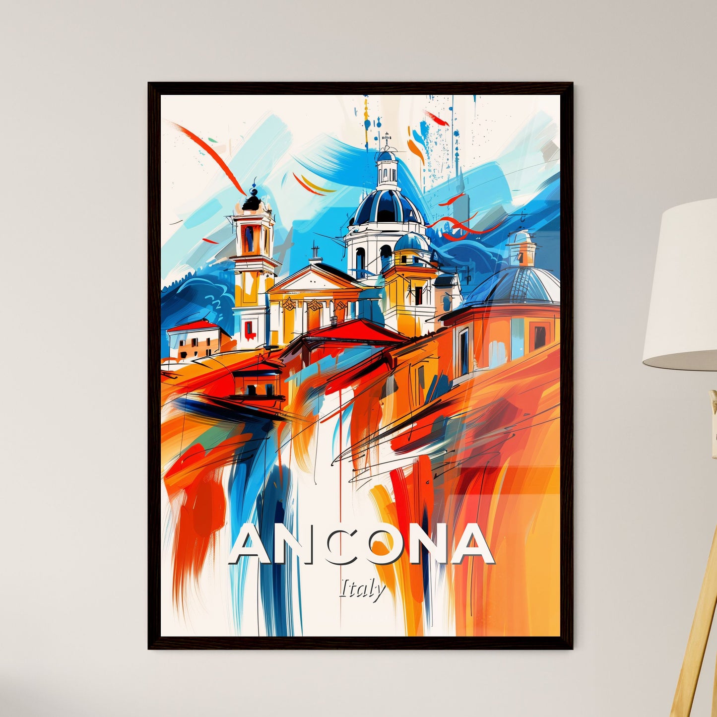 Vibrant Ancona, Italy - A Painting Of A Building