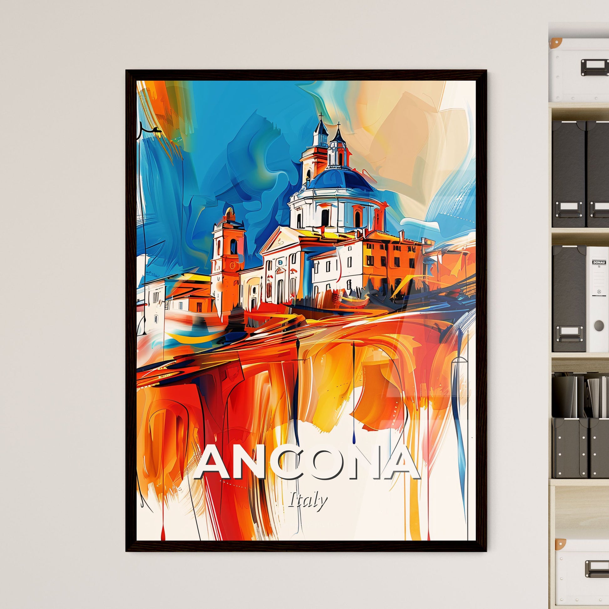 Vibrant Ancona, Italy - A Painting Of A Building