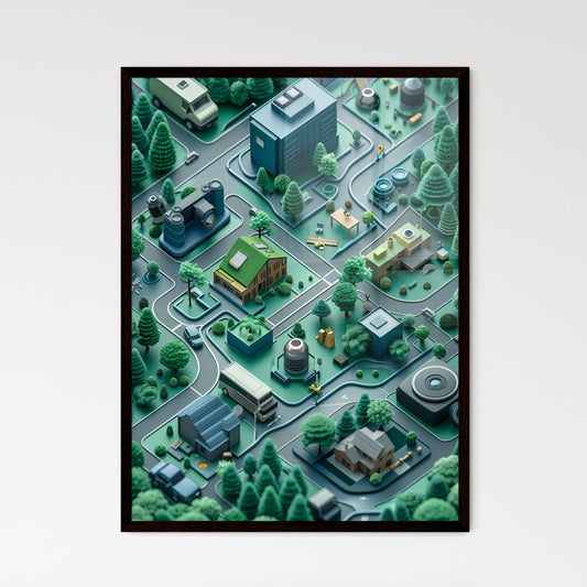 City Map And Park Icon Set Realistic Detaile - Framed Art Print