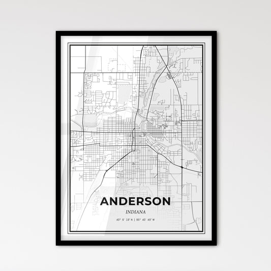 Anderson Indiana - Scandinavian Style City Map for Modern Home Decor