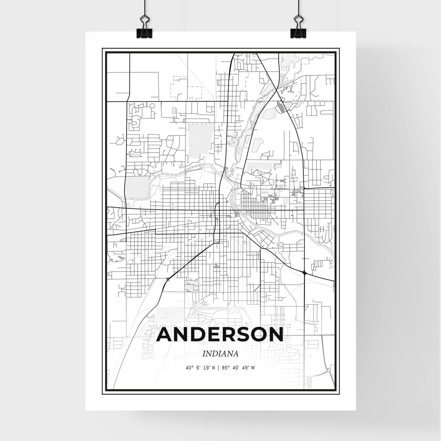 Anderson Indiana - Premium City Map Poster