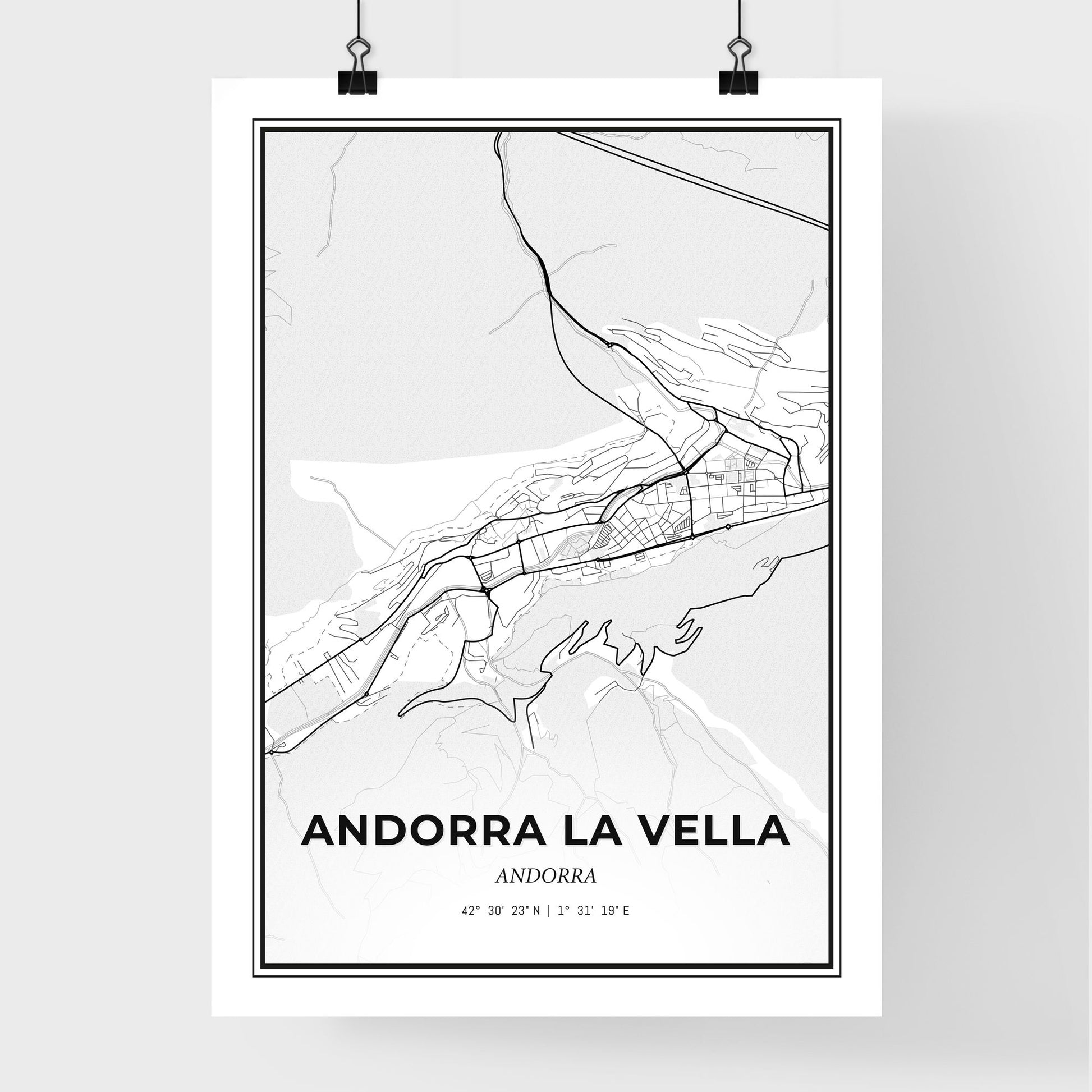 Andorra la Vella Andorra - Premium City Map Poster