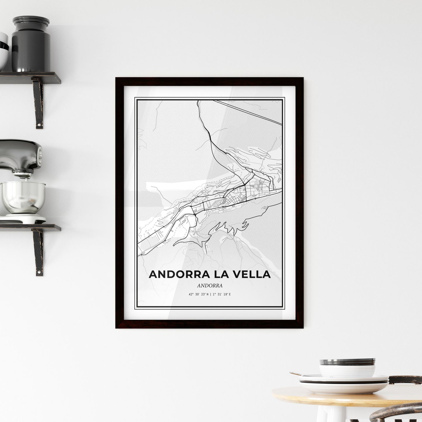 Andorra la Vella Andorra - Minimal City Map