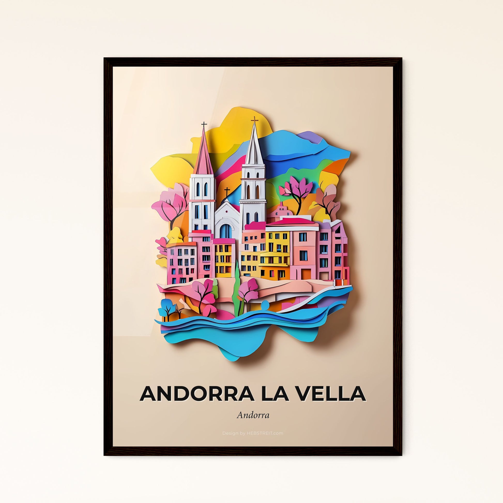 Vivid Andorra la Vella, Andorra, Papercut Print