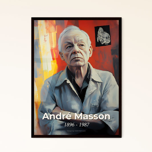 Portrait of André Masson, 1896 - 1987. Impressionistic painting of a man with his arms crossed.