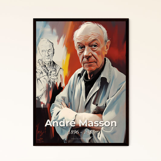 Portrait of André Masson, 1896 - 1987. Impressionistic painting of a man with his arms crossed.