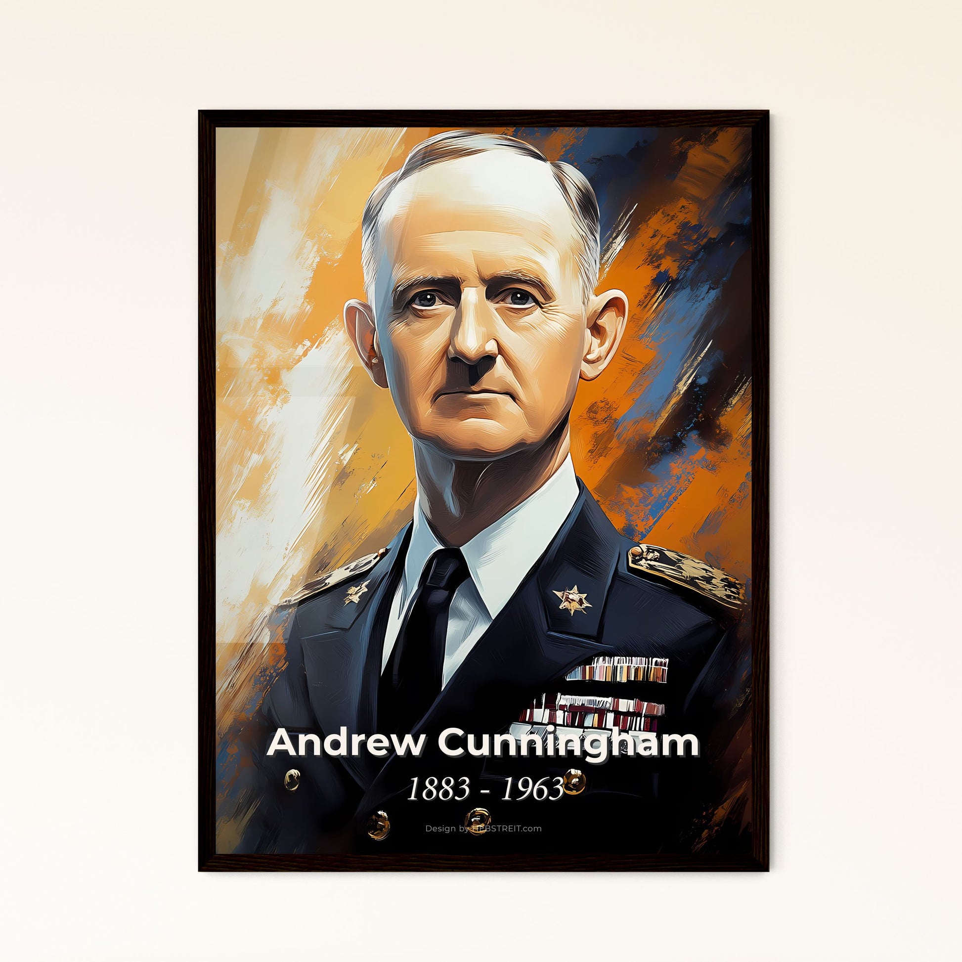 Portrait of Andrew Cunningham, 1883 - 1963. Impressionistic painting of a man in a military uniform.