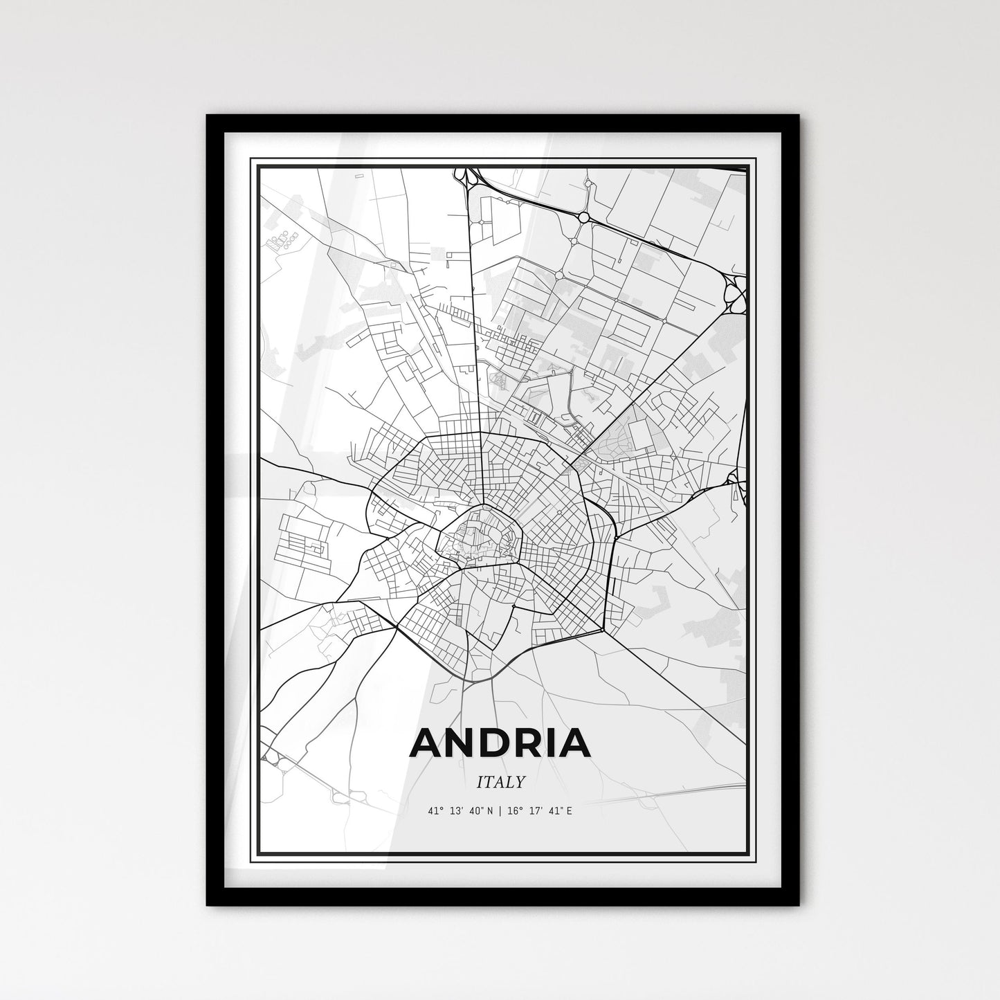 Andria Italy - Scandinavian Style City Map for Modern Home Decor