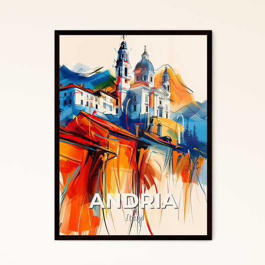 Vibrant Andria, Italy - A Painting Of A Building On A Cliff