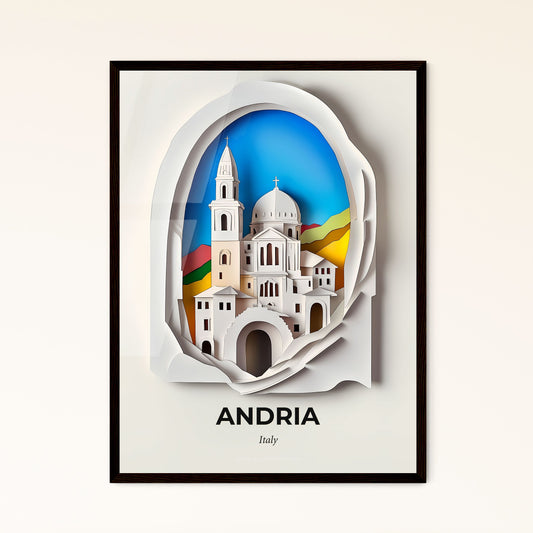 Vivid Andria, Italy - a paper cut of a church with a rainbow in the background