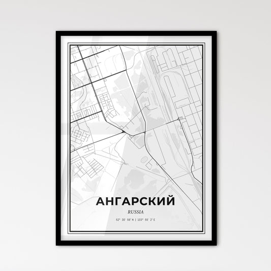 Angarsk Russia - Scandinavian Style City Map for Modern Home Decor