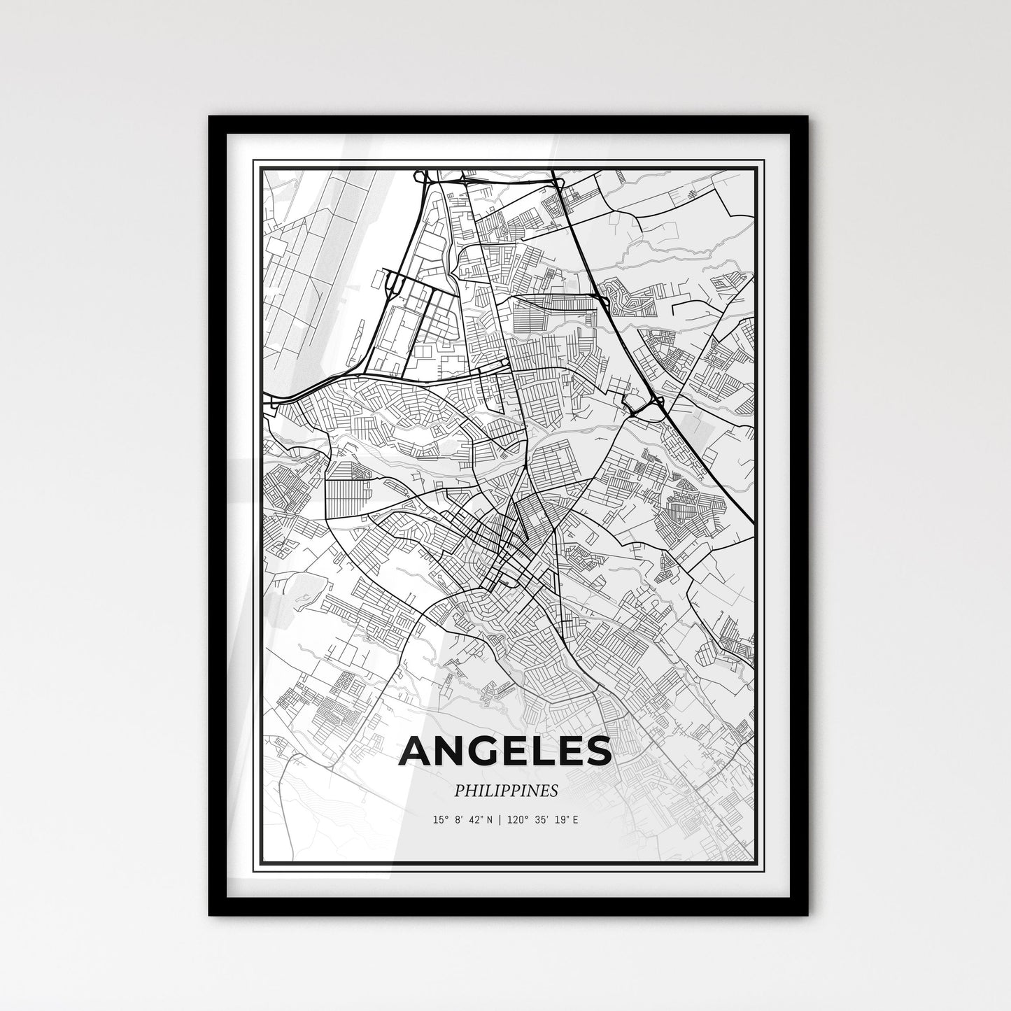 Angeles Philippines - Scandinavian Style City Map for Modern Home Decor