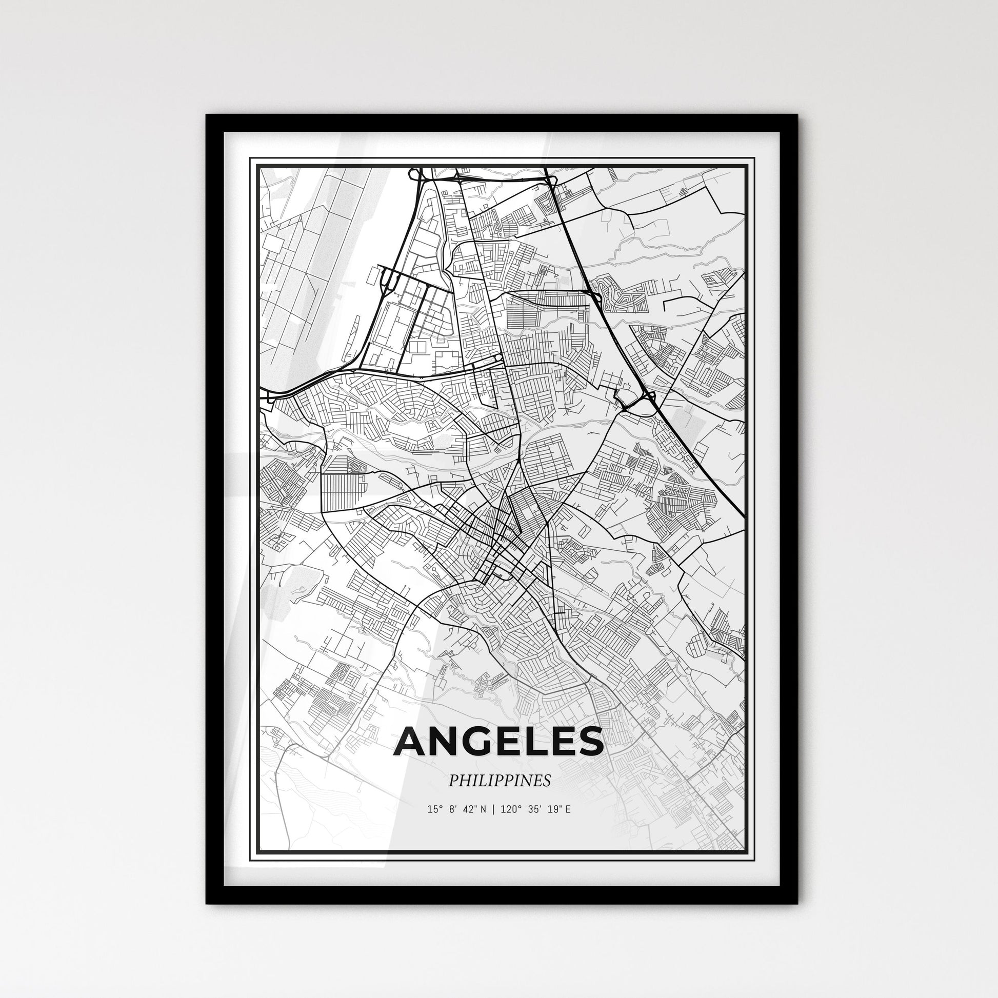 Angeles Philippines - Scandinavian Style City Map for Modern Home Decor