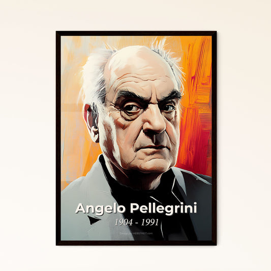 Portrait of Angelo Pellegrini, 1904 - 1991. Impressionistic painting of a man in a suit.