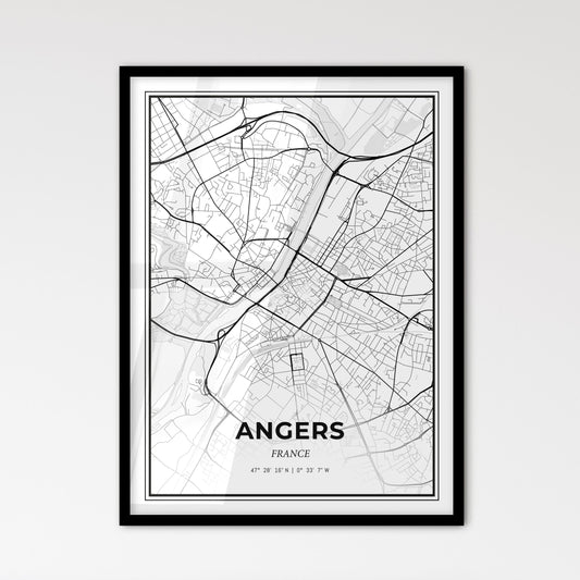 Angers France - Scandinavian Style City Map for Modern Home Decor