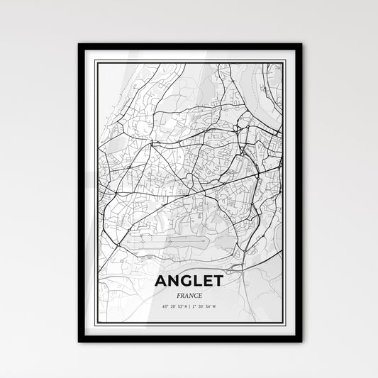 Anglet France - Scandinavian Style City Map for Modern Home Decor