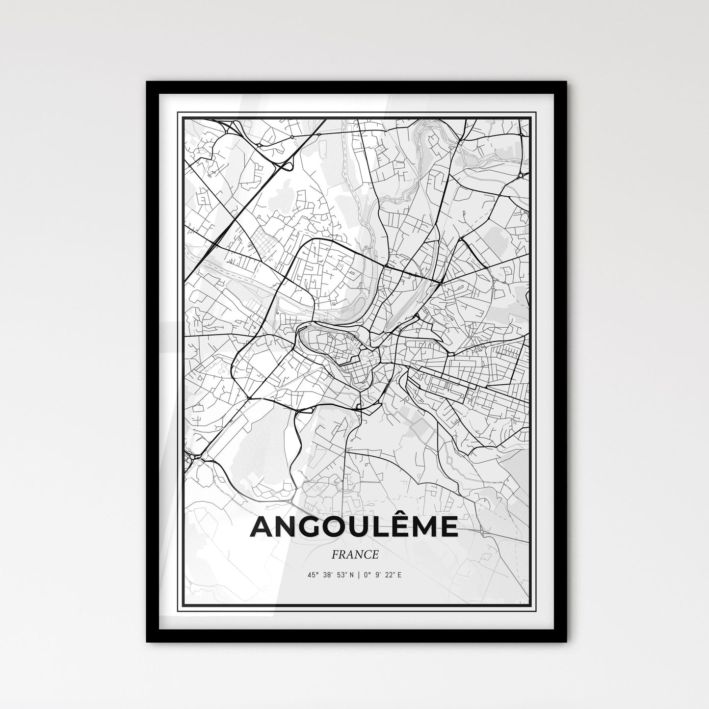 Angoulême France - Scandinavian Style City Map for Modern Home Decor