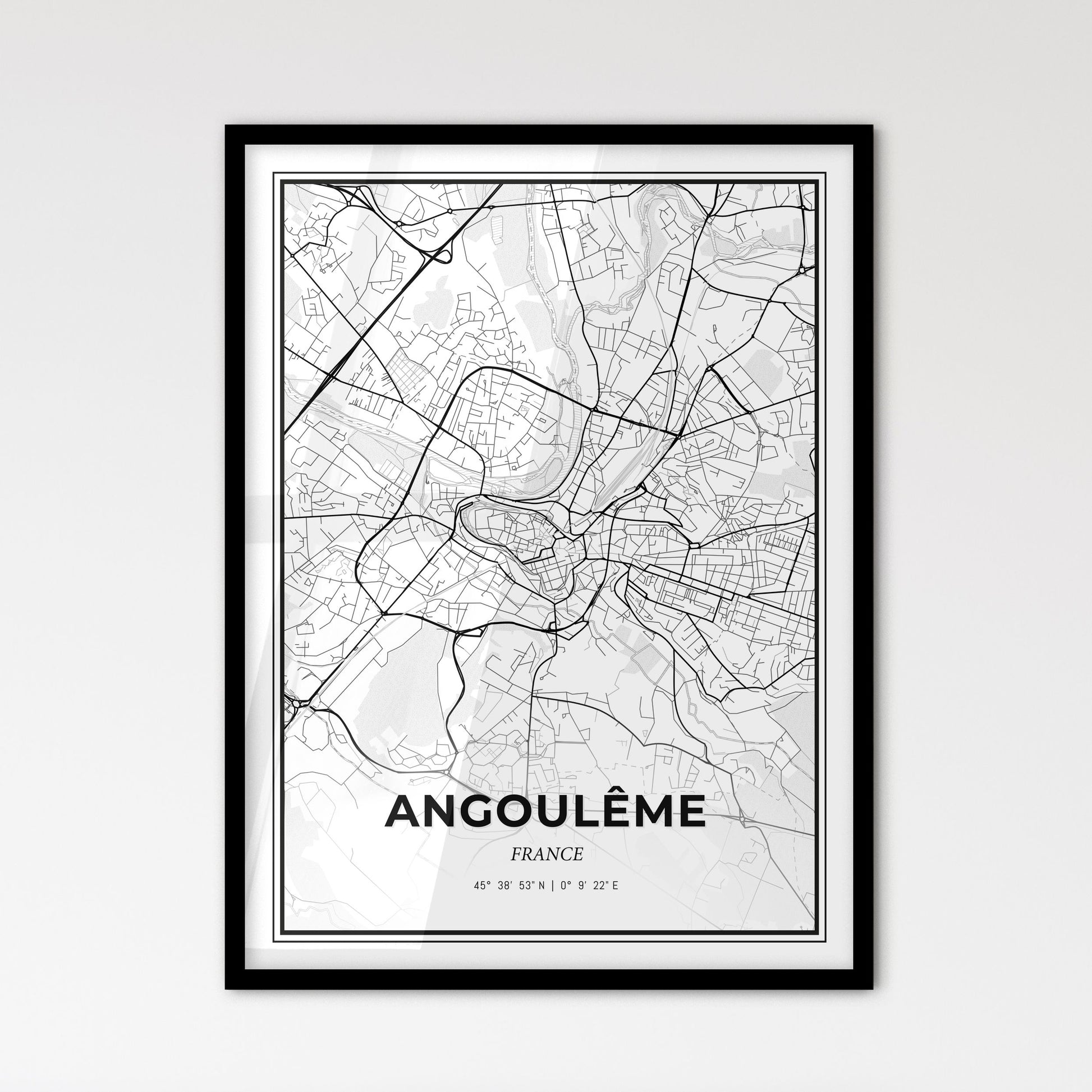 Angoulême France - Scandinavian Style City Map for Modern Home Decor