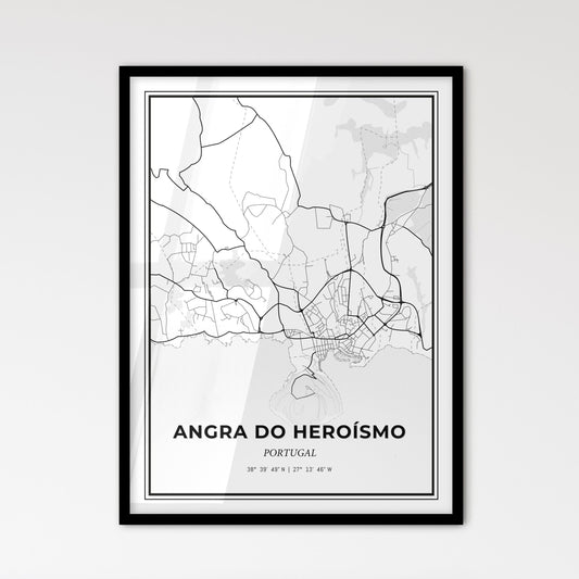 Angra do Heroísmo Portugal - Scandinavian Style City Map for Modern Home Decor