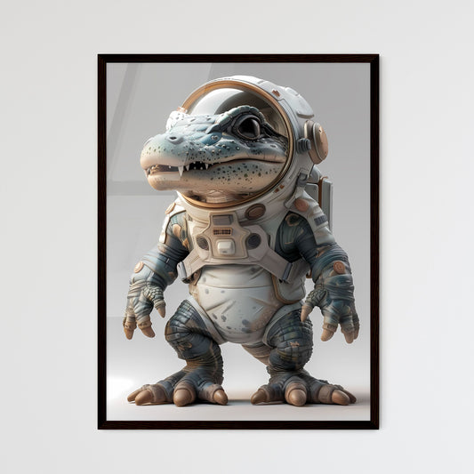 Astronaut Alligator: Anthropomorphic Reptile in Space Suit Standing on Two Legs Wall Art
