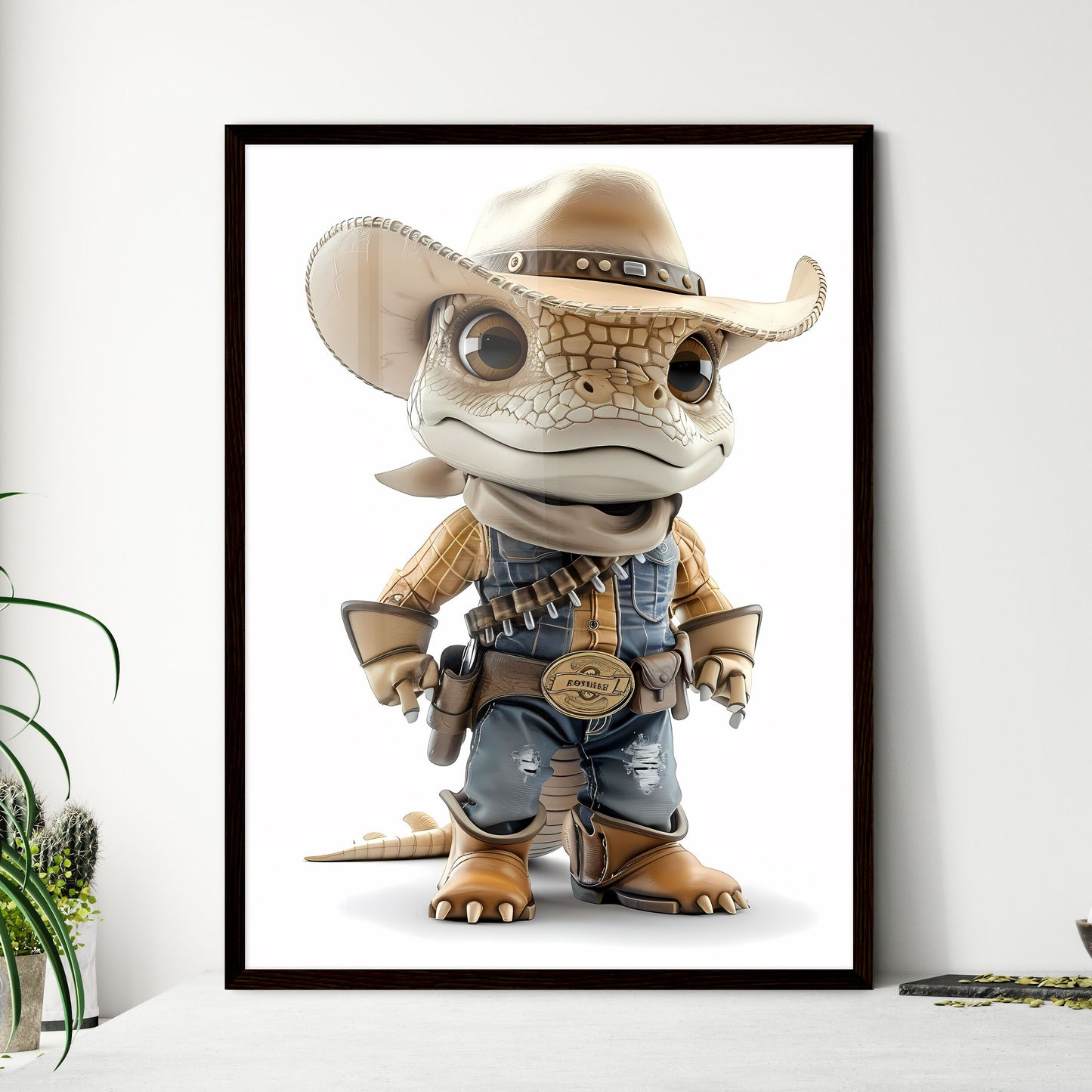 Anthropomorphic Alligator Cowboy Biker Cartoon Character Wall Art