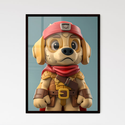 Vibrant 3D Character Art: Anthropomorphic Labrador Retriever Warrior with Vibrant Red Bandana and Scarf Wall Art