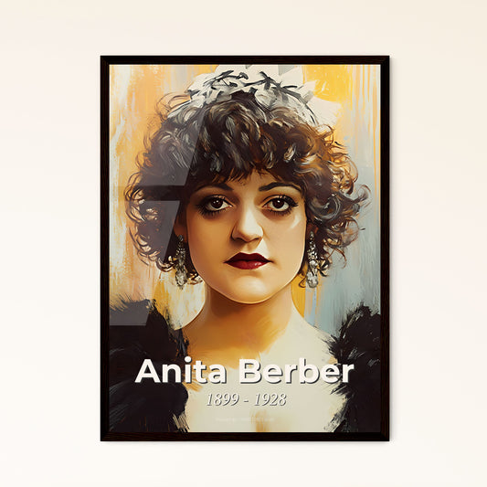 Portrait of Anita Berber, 1899 - 1928. Impressionistic painting of a woman with short curly hair and a white tiara.