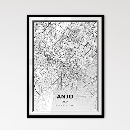 Anjō Japan - Scandinavian Style City Map for Modern Home Decor