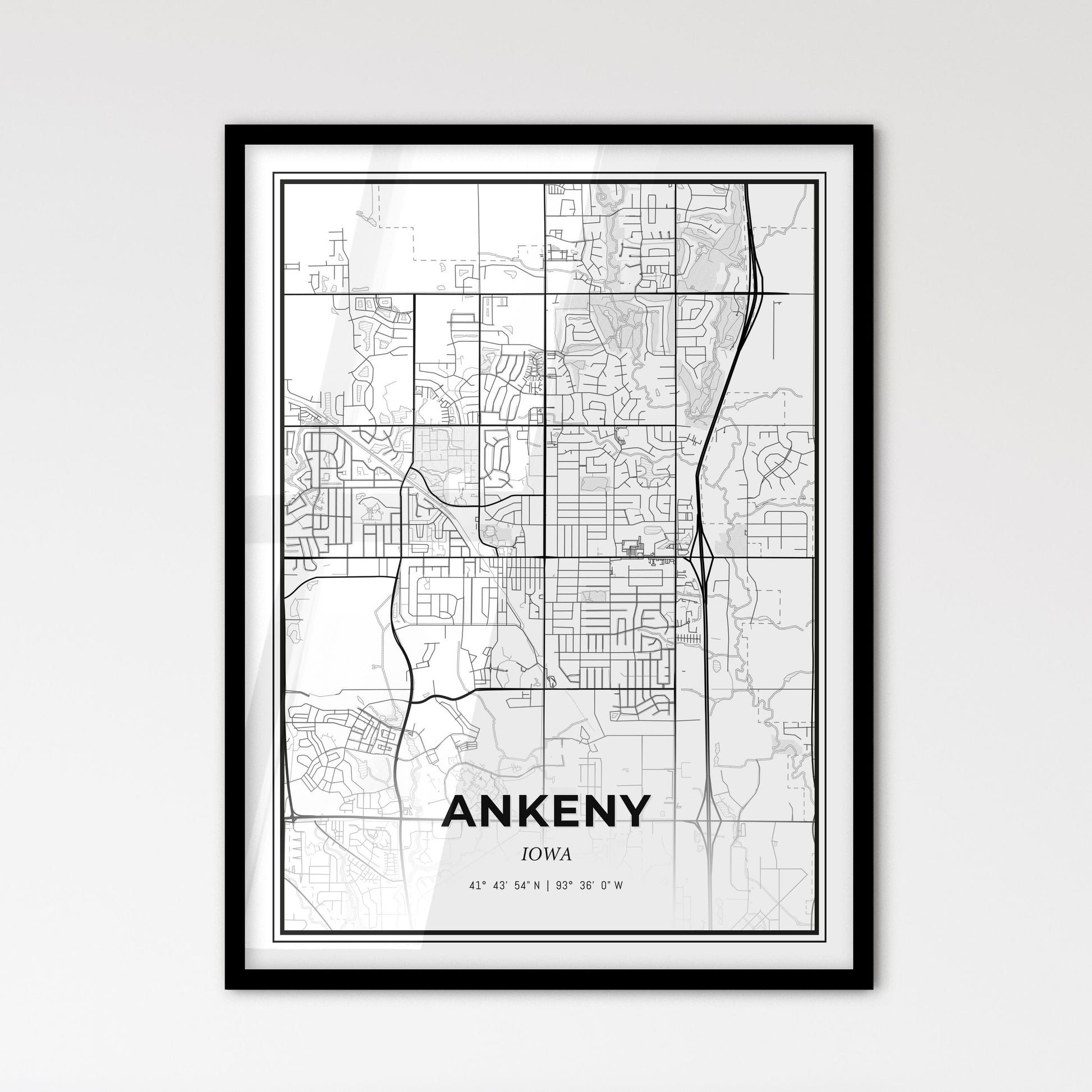 Ankeny Iowa - Scandinavian Style City Map for Modern Home Decor