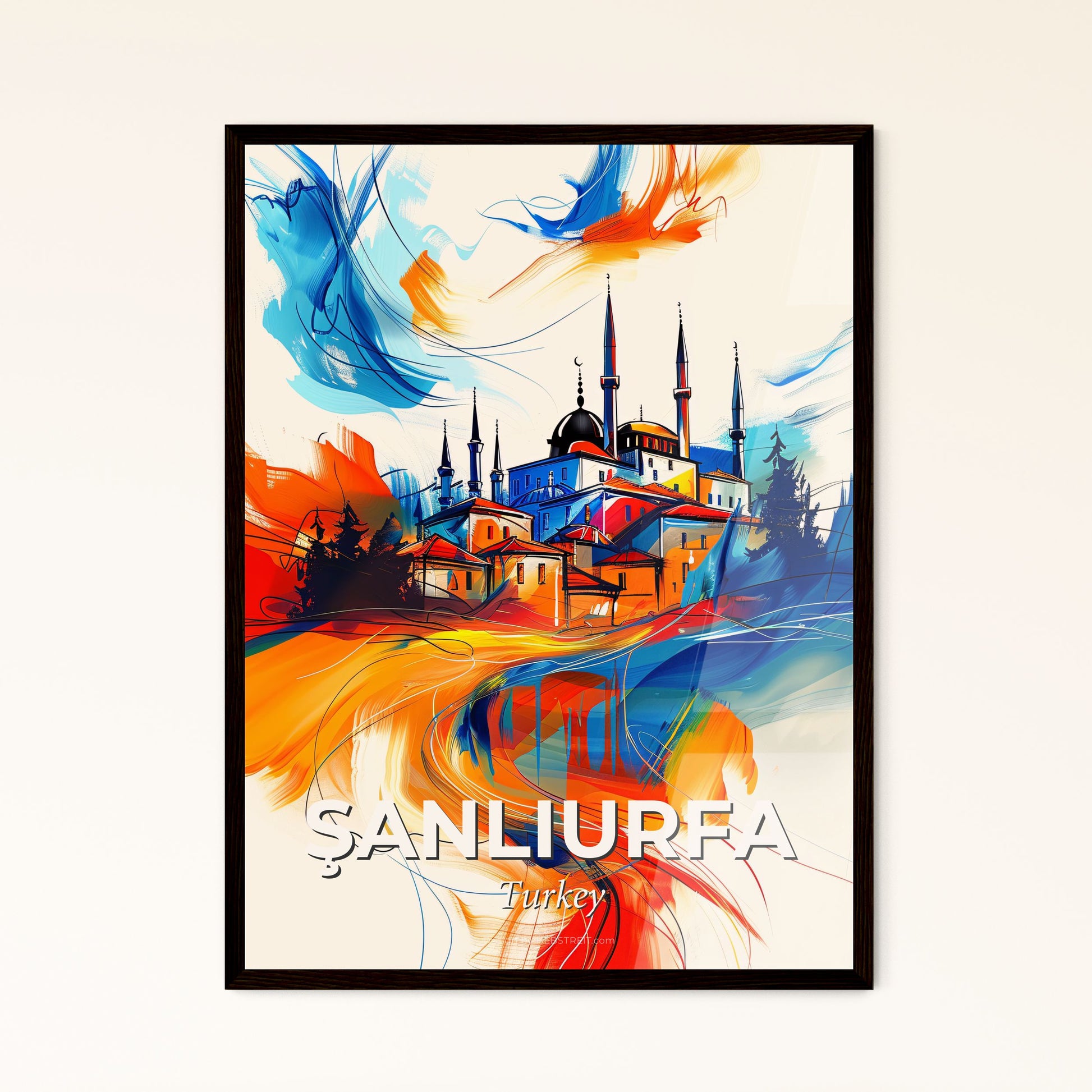 Vibrant Şanliurfa, Turkey - A Colorful Painting Of A Building