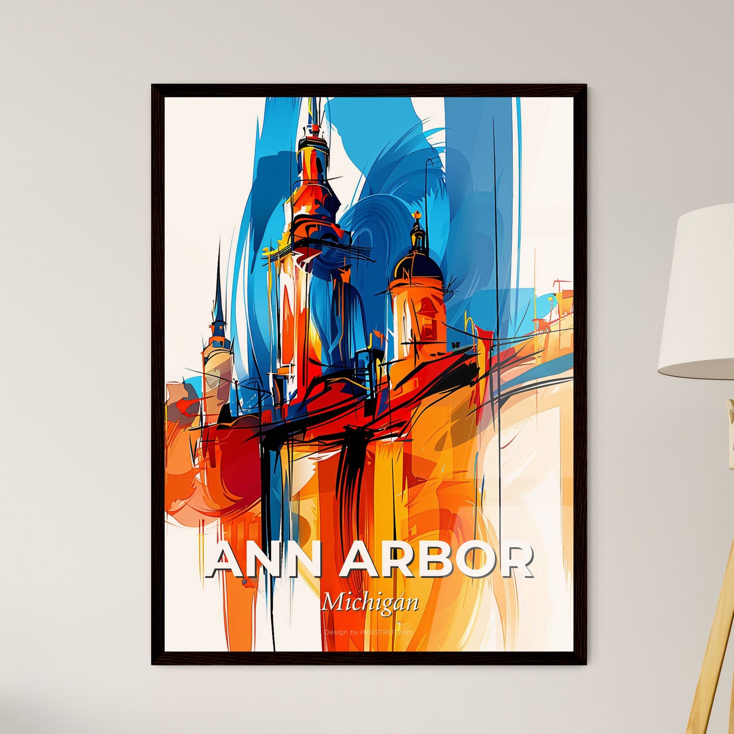 Vibrant Ann Arbor, Michigan - A Colorful Painting Of A Castle