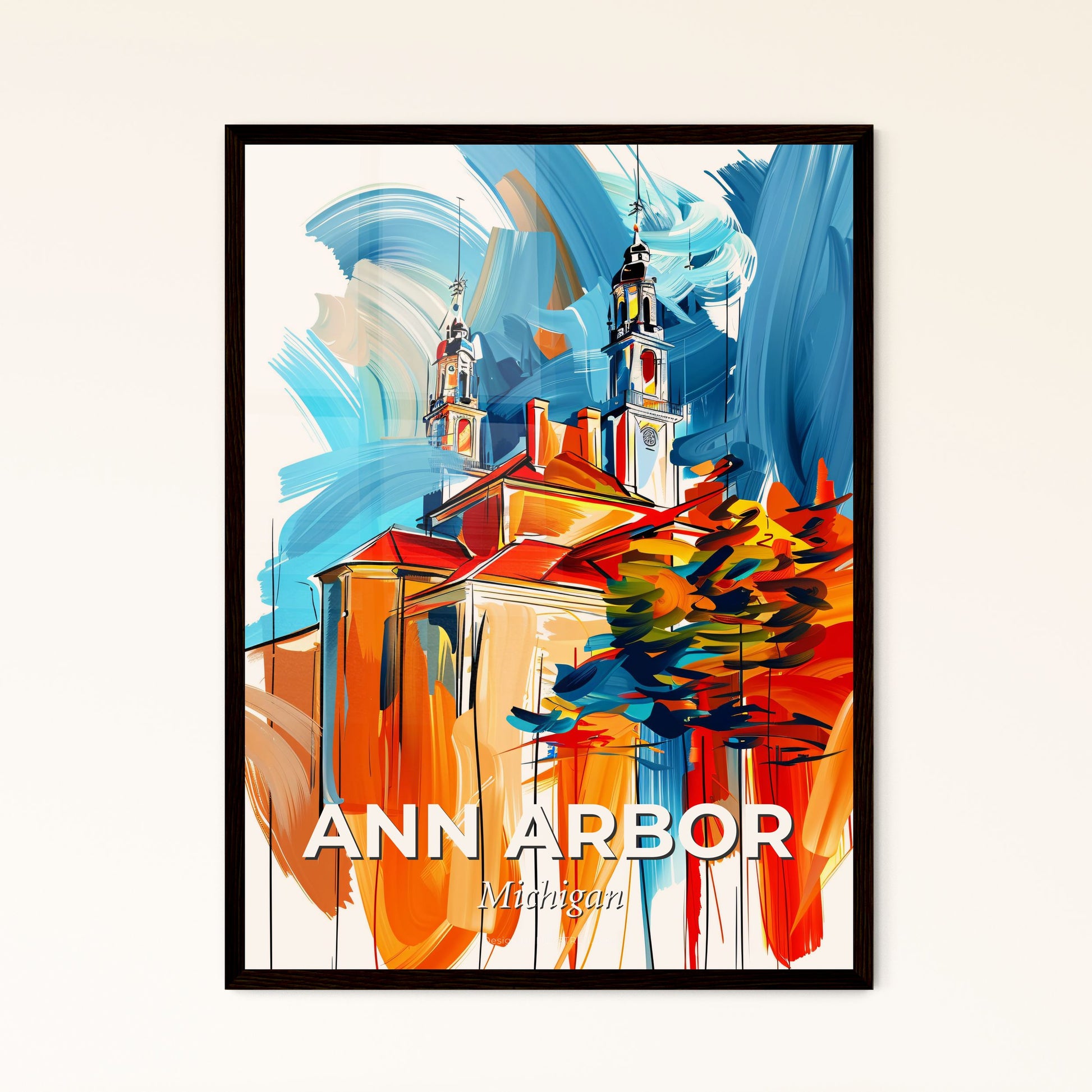 Vibrant Ann Arbor, Michigan - A Painting Of A Building With Colorful Brush Strokes